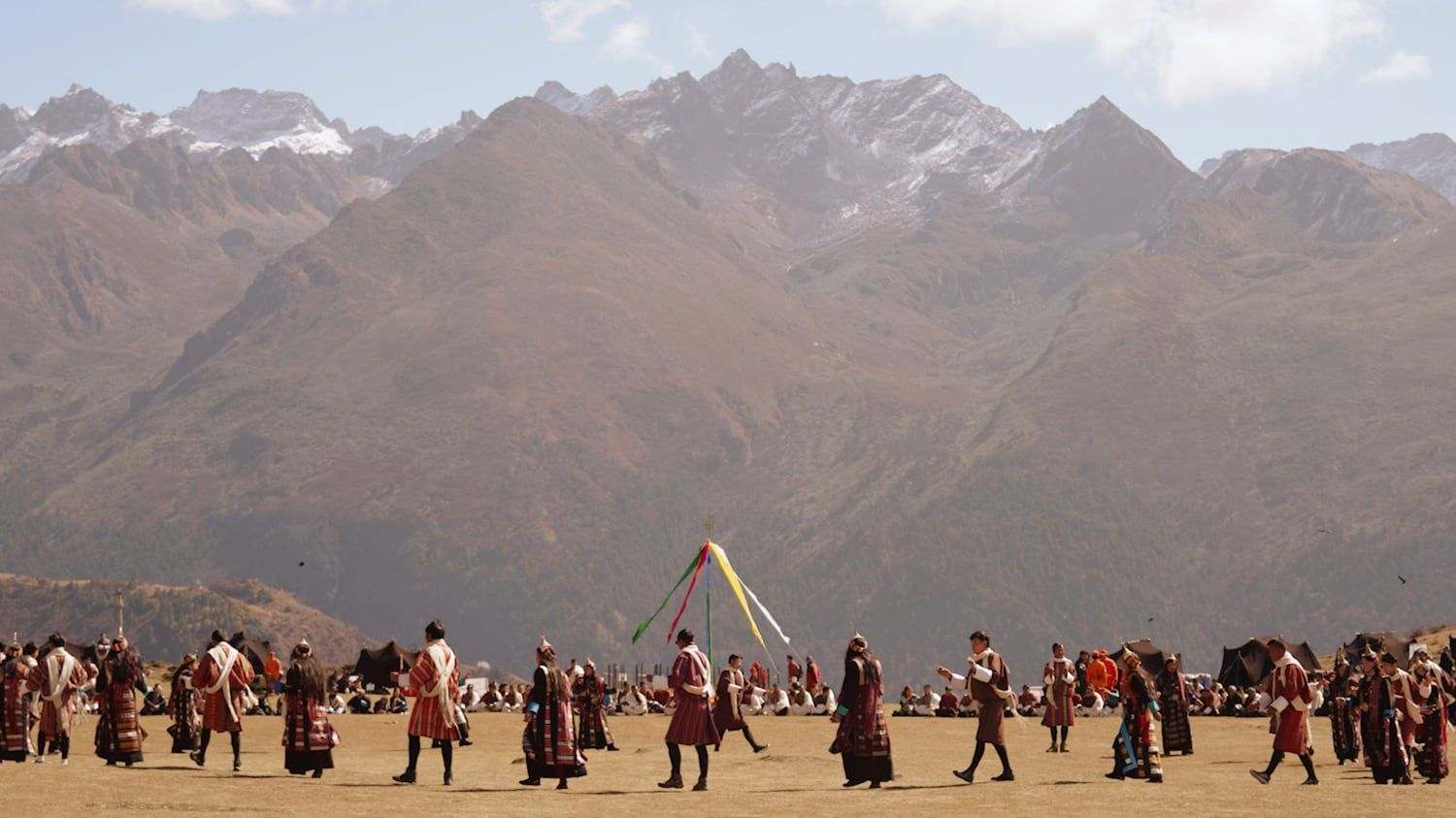 Riders on the festival ground at the Royal Highland Festival in Laya, Bhutan